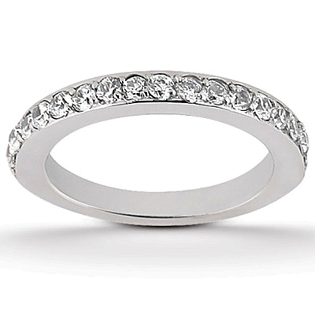 14k White Gold Pave Diamond Wedding Ring Band Set 1/2 Around by Bids.com