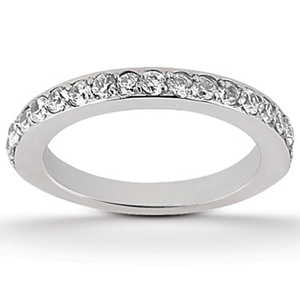 14k White Gold Pave Diamond Wedding Ring Band Set 1/2 Around by Bids.com