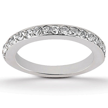 14k White Gold Pave Diamond Wedding Ring Band Set 1/2 Around by Bids.com