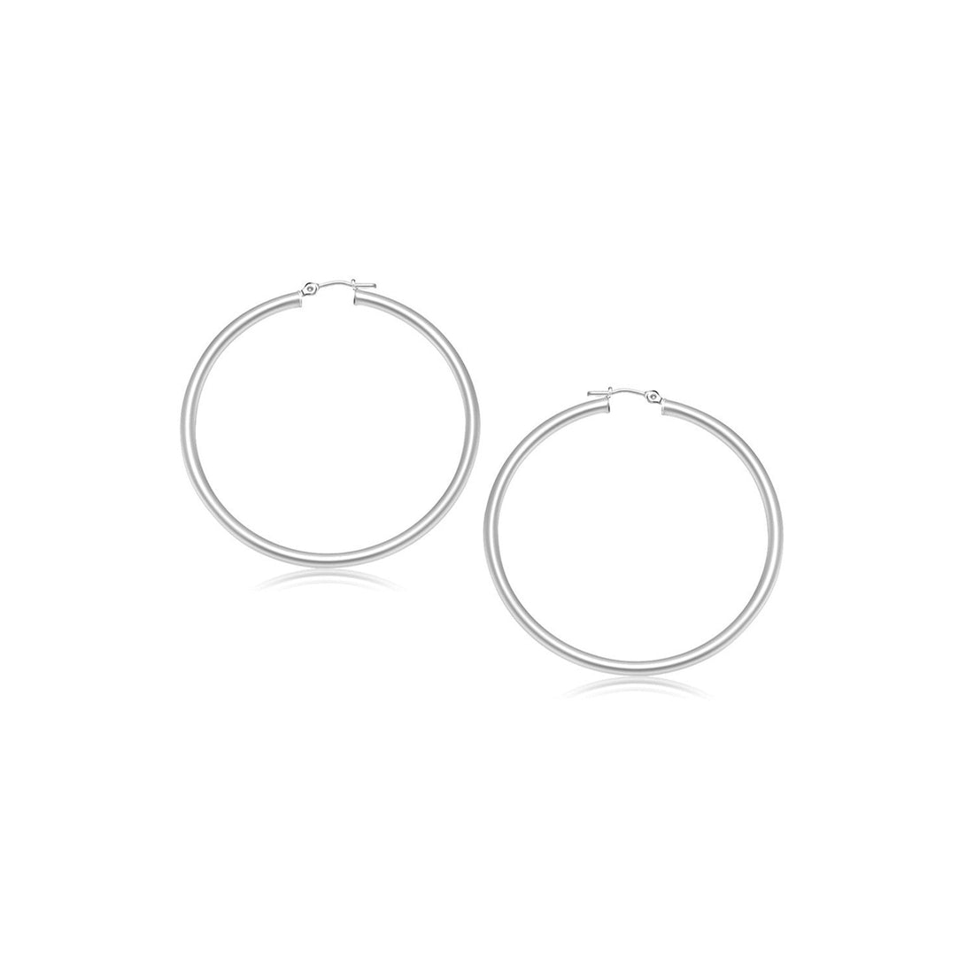 14k White Gold Polished Hoop Earrings (2- mm) by Bids.com