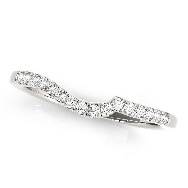 14k White Gold Curved Style Pave Diamond Wedding Ring (1/6 cttw) by Bids.com