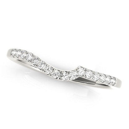 14k White Gold Curved Style Pave Diamond Wedding Ring (1/6 cttw) by Bids.com