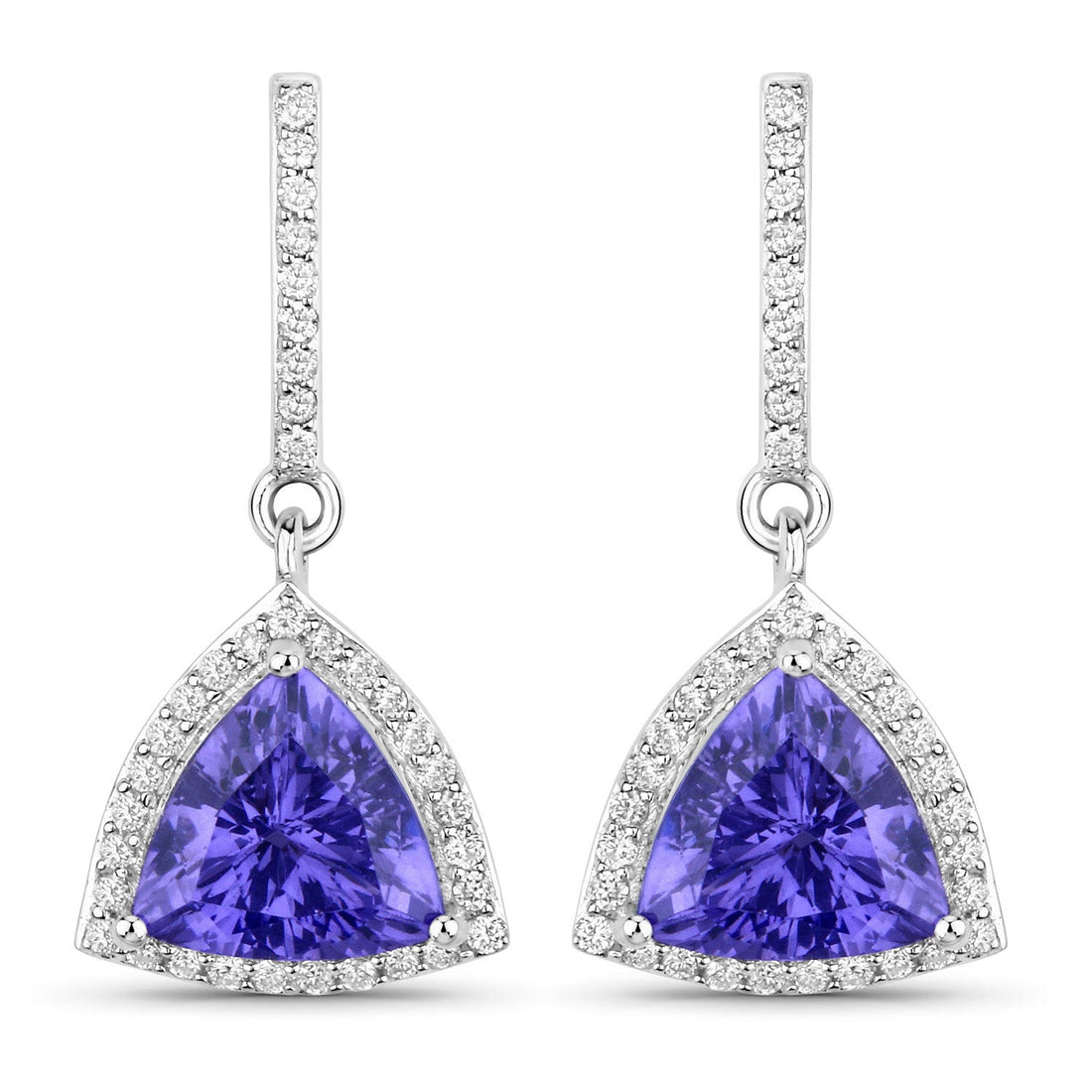 3.86 Carat Genuine Tanzanite and White Diamond 14K White Gold Earrings by Bids.com