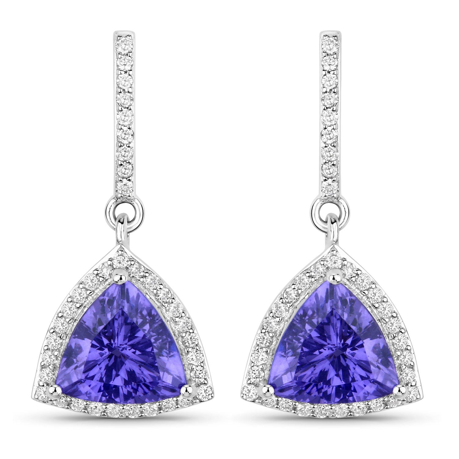 3.86 Carat Genuine Tanzanite and White Diamond 14K White Gold Earrings by Bids.com