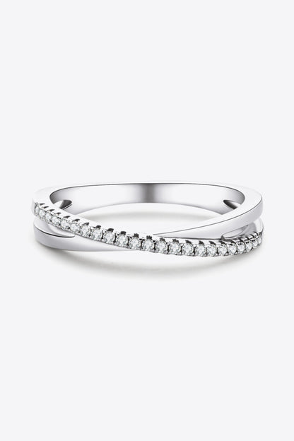 Platinum Over Pure Sterling Silver Crisscross Sparkala™ Ring by Sparkala