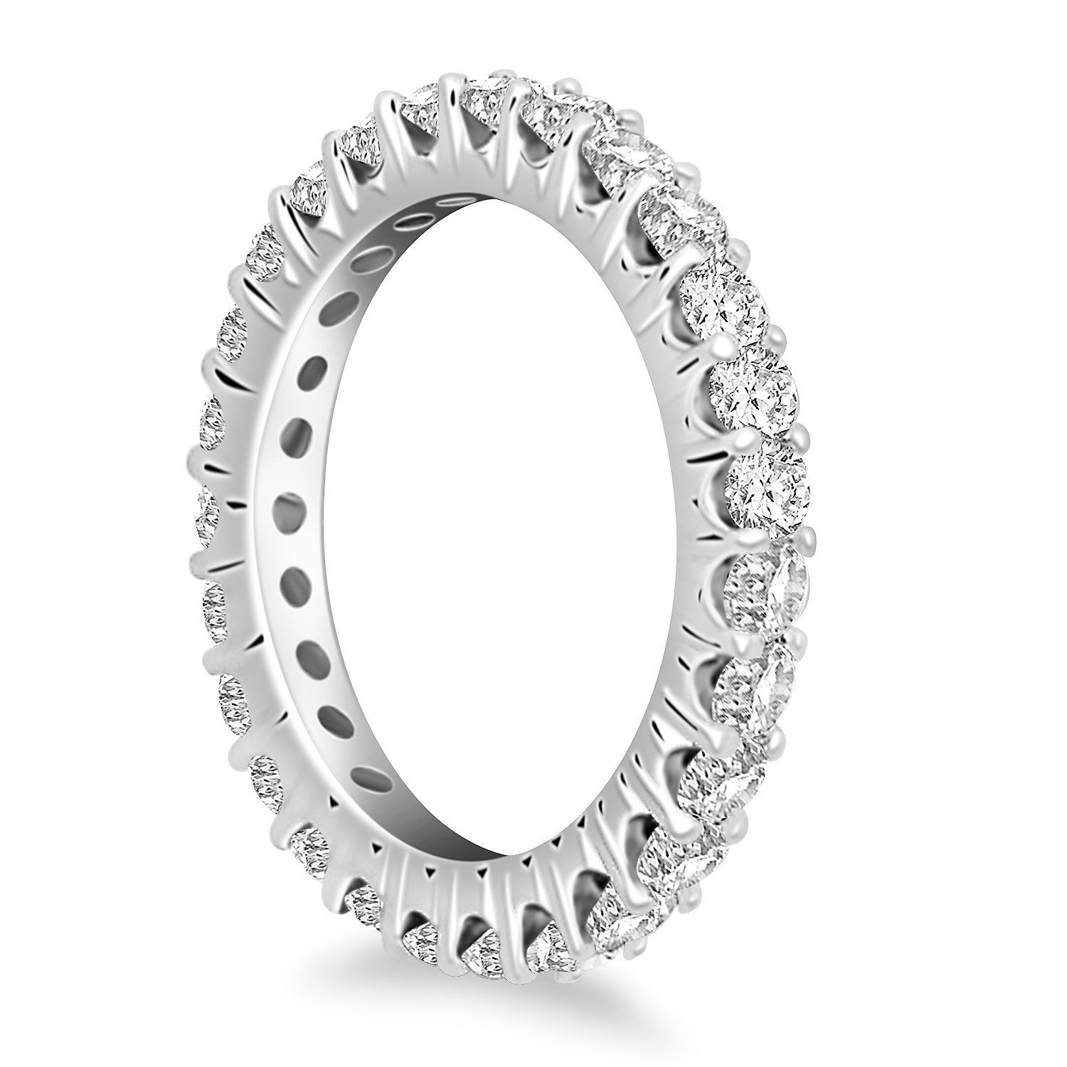 14k White Gold Common Prong Round Diamond Eternity Ring by Bids.com