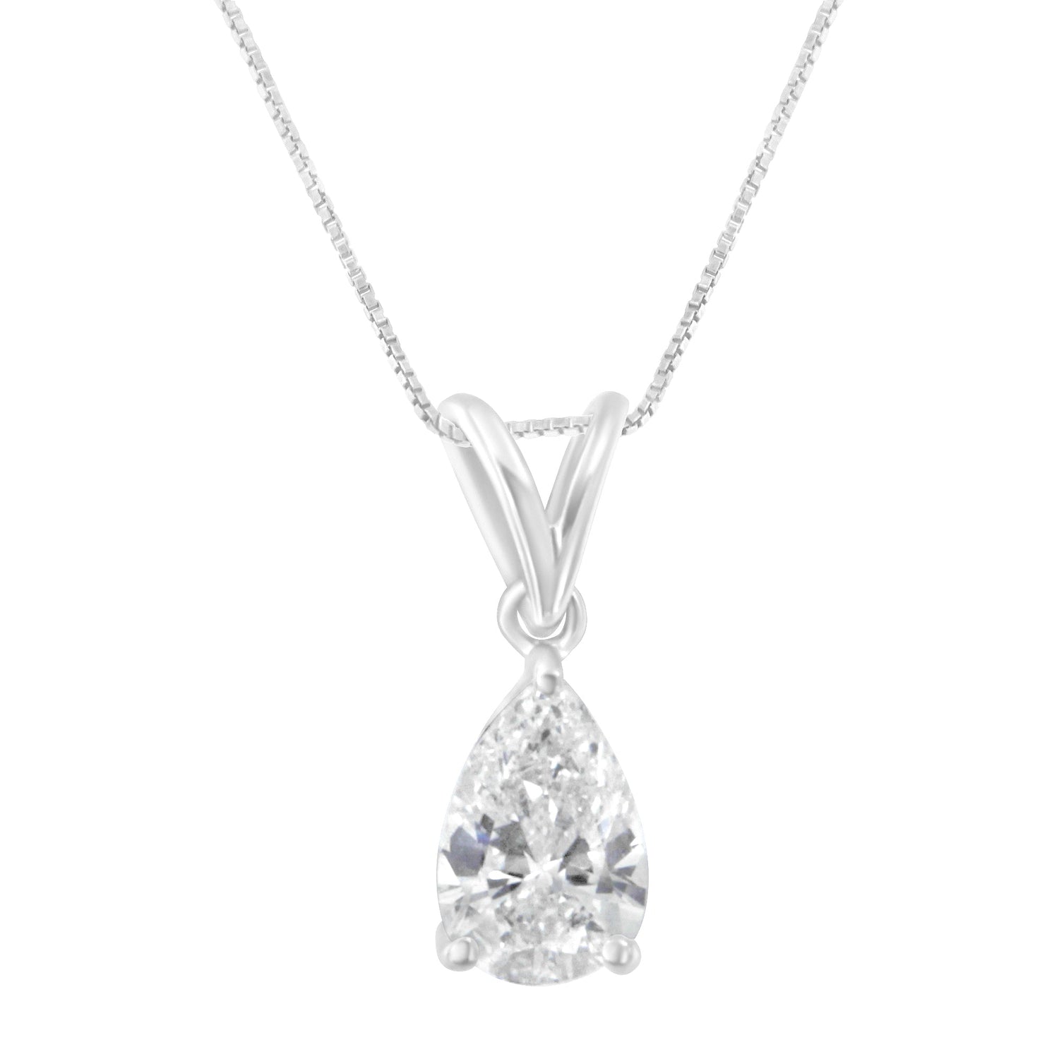 IGI certified 10K White Gold 1/2 cttw Diamond Pear Pendant Necklace (I-J, I1) by Bids.com