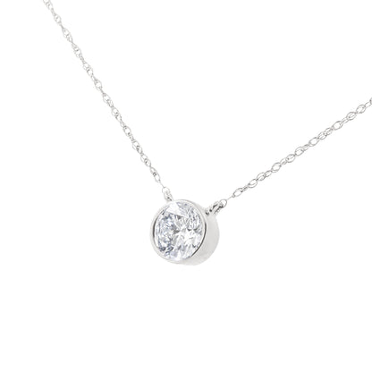 .925 Sterling Silver 1/2 Cttw Diamond Bezel 18" Pendant Necklace (I-J Color, I2-I3 Clarity) by Bids.com