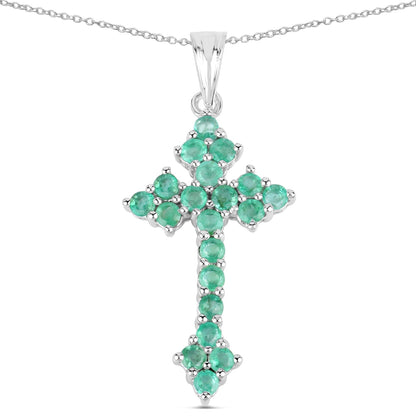 2.00 Carat Genuine Zambian Emerald .925 Sterling Silver Pendant  DestGlow