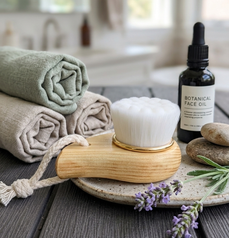 Facial Brush with Bamboo Handle  DestGlow