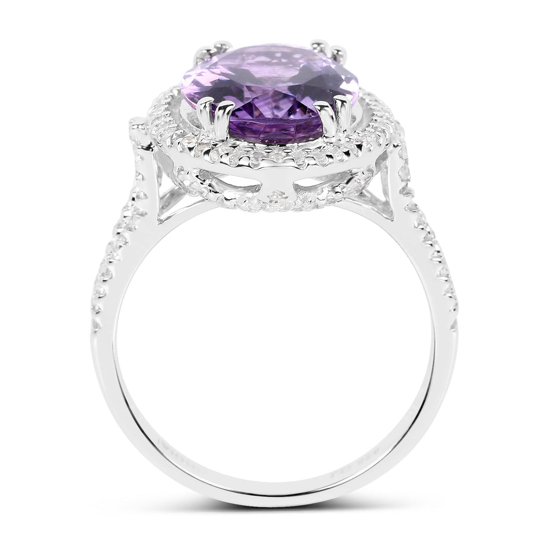5.55 Carat Genuine Amethyst &amp; White Topaz .925 Sterling Silver Ring by Bids.com