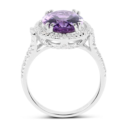 5.55 Carat Genuine Amethyst &amp; White Topaz .925 Sterling Silver Ring by Bids.com