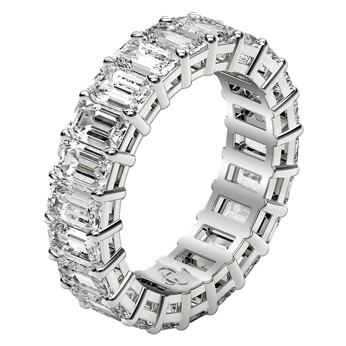Emerald Cut Lab Grown Diamond Eternity Ring in 14k White Gold (6 cttw FG/VS2) by Bids.com