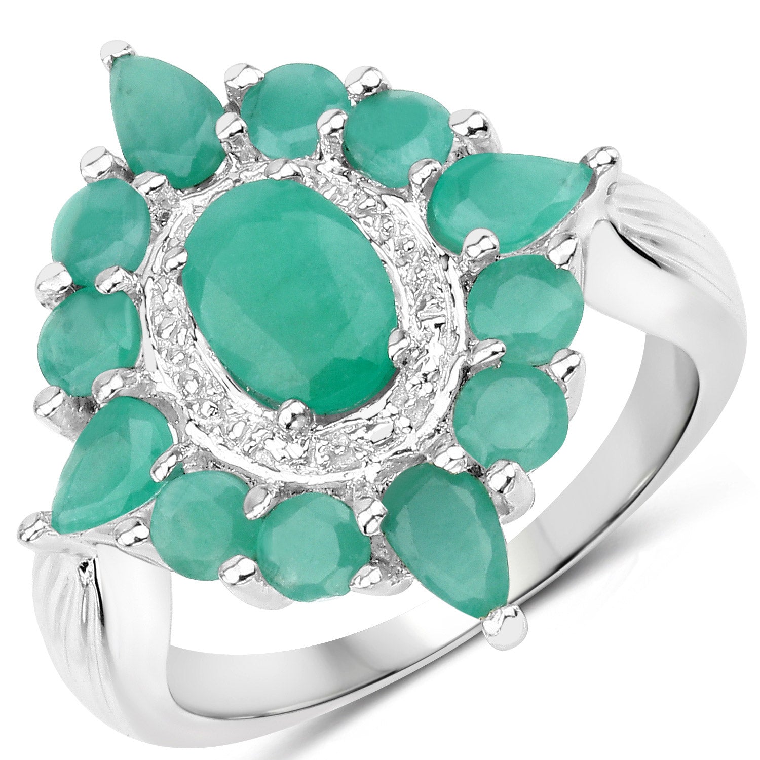 2.37 Carat Genuine Emerald .925 Sterling Silver Ring by Bids.com