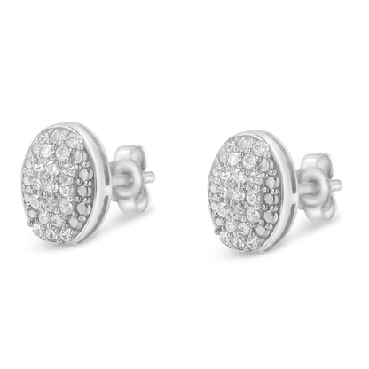 Sterling Silver Round Diamond Oval Cluster Earrings (1/2 cttw, I-J Color, I2-I3 Clarity) by Bids.com
