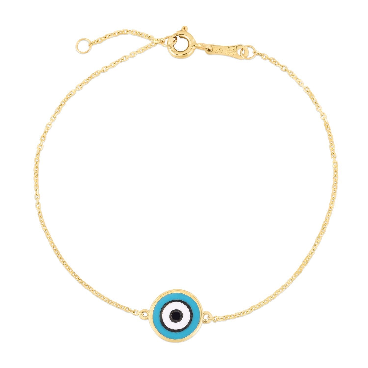 14k Yellow Gold Blue Evil Eye Bracelet (1.00 mm) by Bids.com