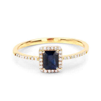 0.60 Carat Genuine Blue Sapphire and White Diamond 14K Yellow Gold Ring by Bids.com