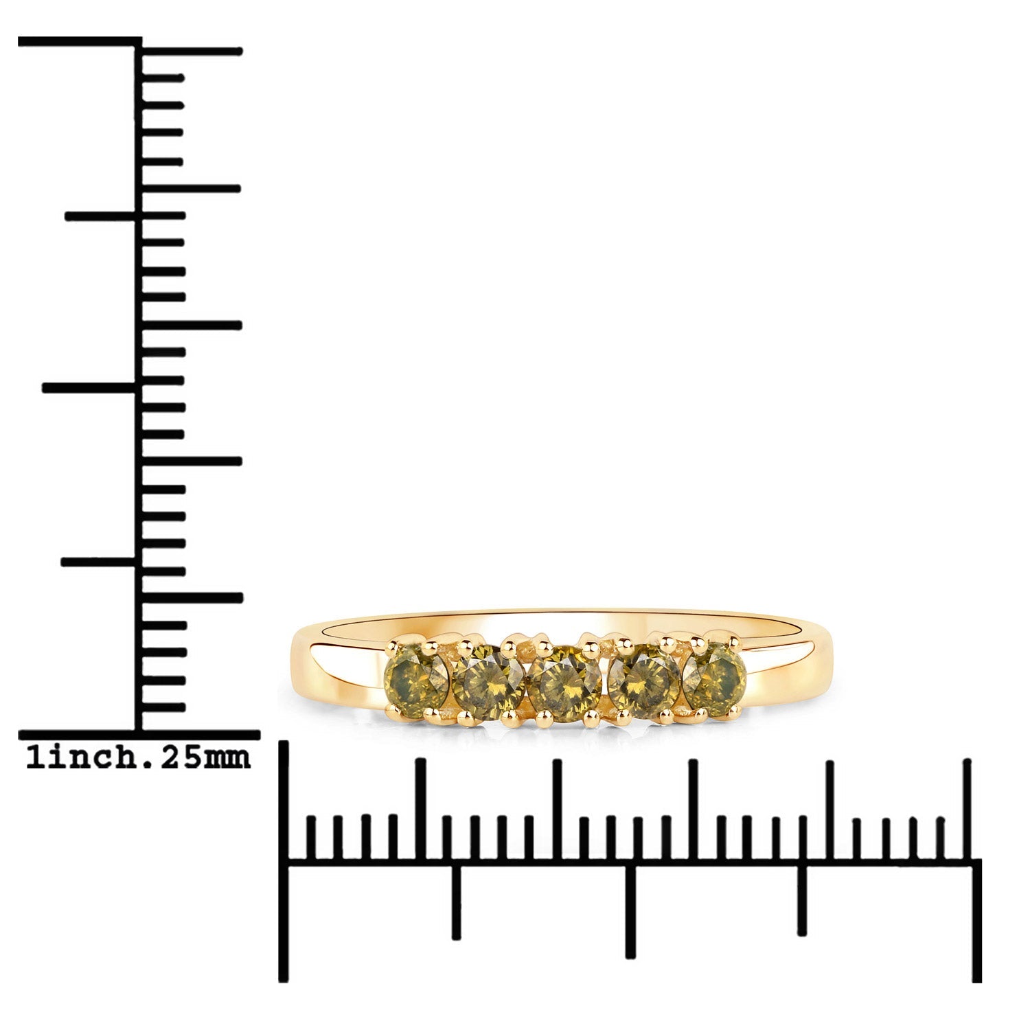 0.46 Carat Genuine Yellow Diamond 14K Yellow Gold Ring (I1-I2)  DestGlow