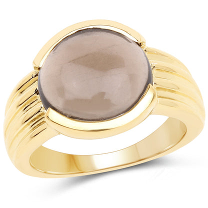 14K Yellow Gold Plated 4.89 Carat Genuine Smoky Quartz .925 Sterling Silver Ring by Bids.com