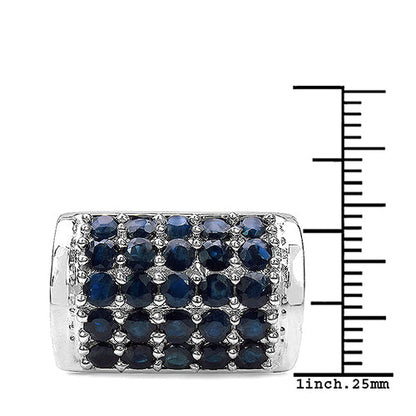 3.51 Carat Genuine Blue Sapphire &amp; White Diamond .925 Sterling Silver Ring by Bids.com