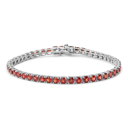 .925 Sterling Silver 10.0 Cttw Created Orange Garnet Tennis Bracelet - 7.25" by Bids.com