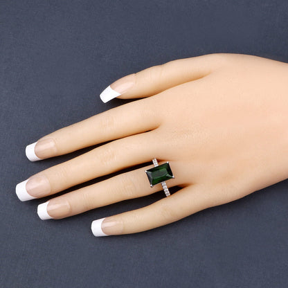 6.16 Carat Genuine Green Tourmaline and White Diamond 14K White Gold Ring by Bids.com