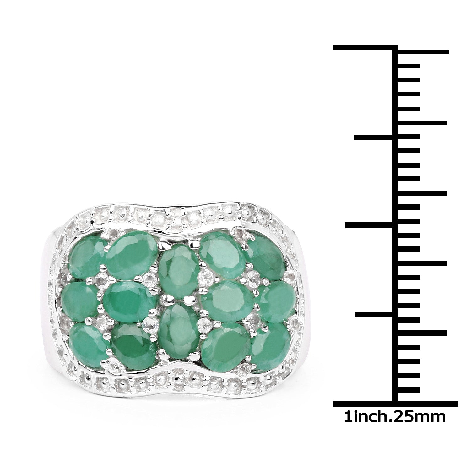 2.20 Carat Genuine Emerald &amp; White Topaz .925 Sterling Silver Ring by Bids.com