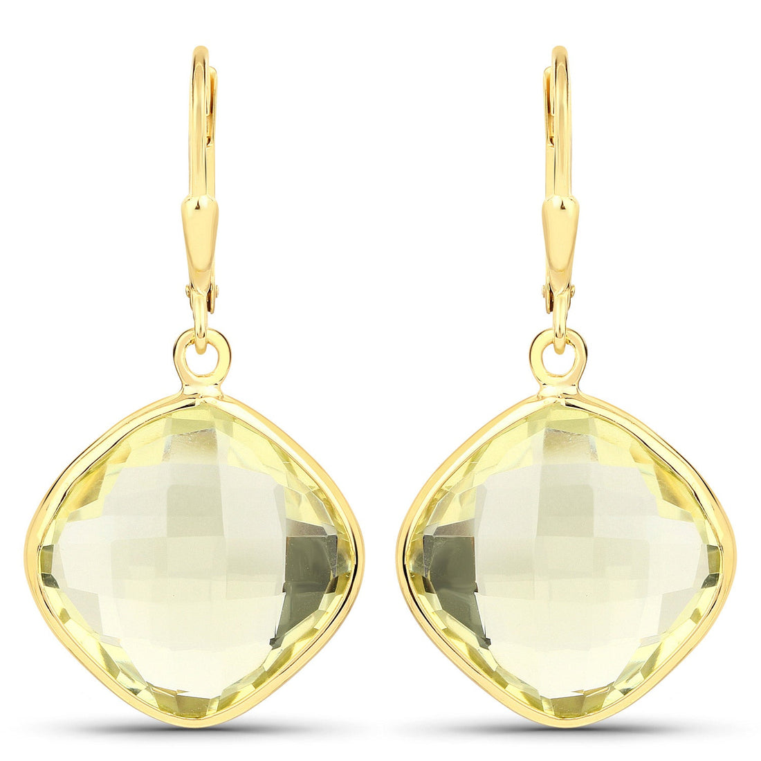 21.40 Carat Genuine Lemon Quartz .925 Sterling Silver Earrings by Bids.com