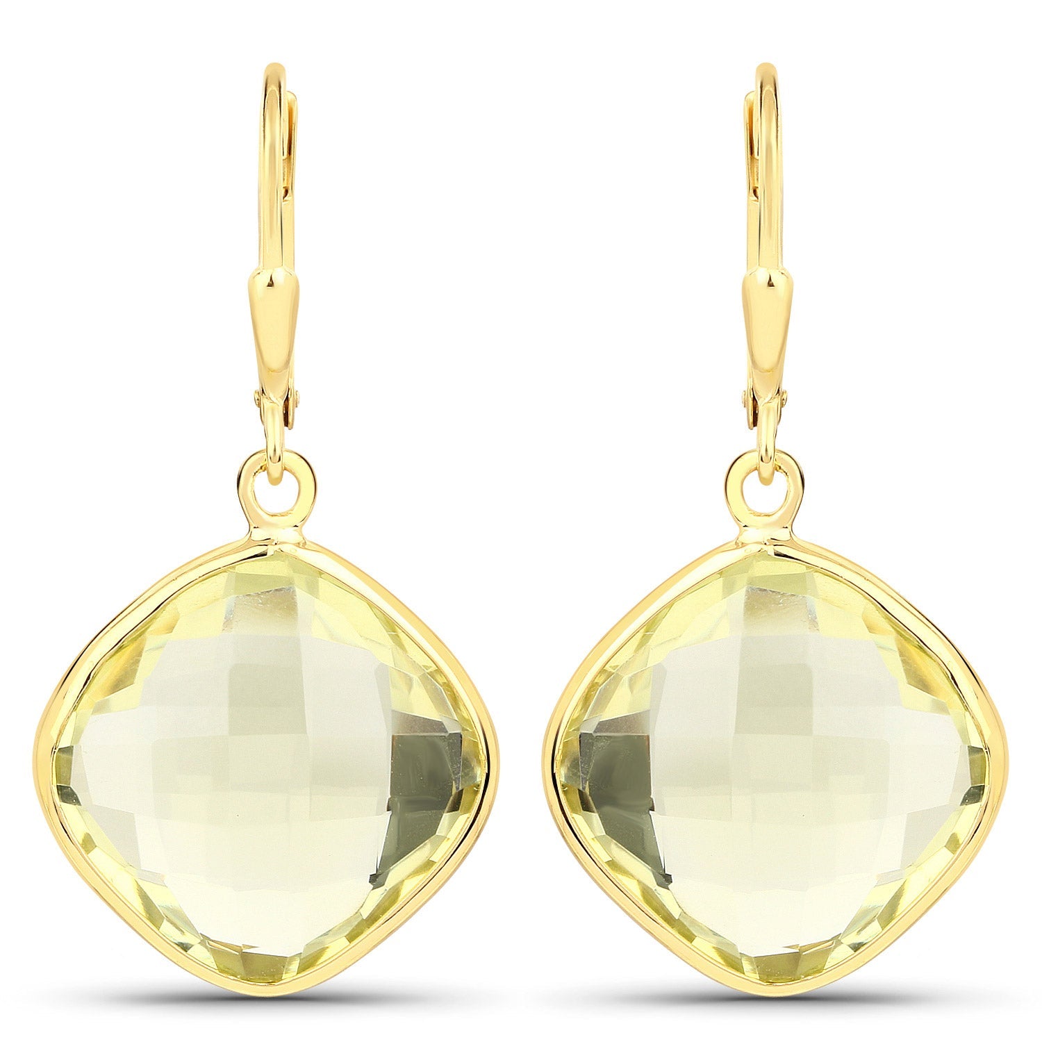 21.40 Carat Genuine Lemon Quartz .925 Sterling Silver Earrings by Bids.com
