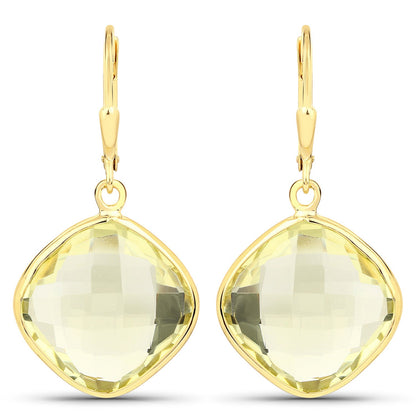 21.40 Carat Genuine Lemon Quartz .925 Sterling Silver Earrings by Bids.com