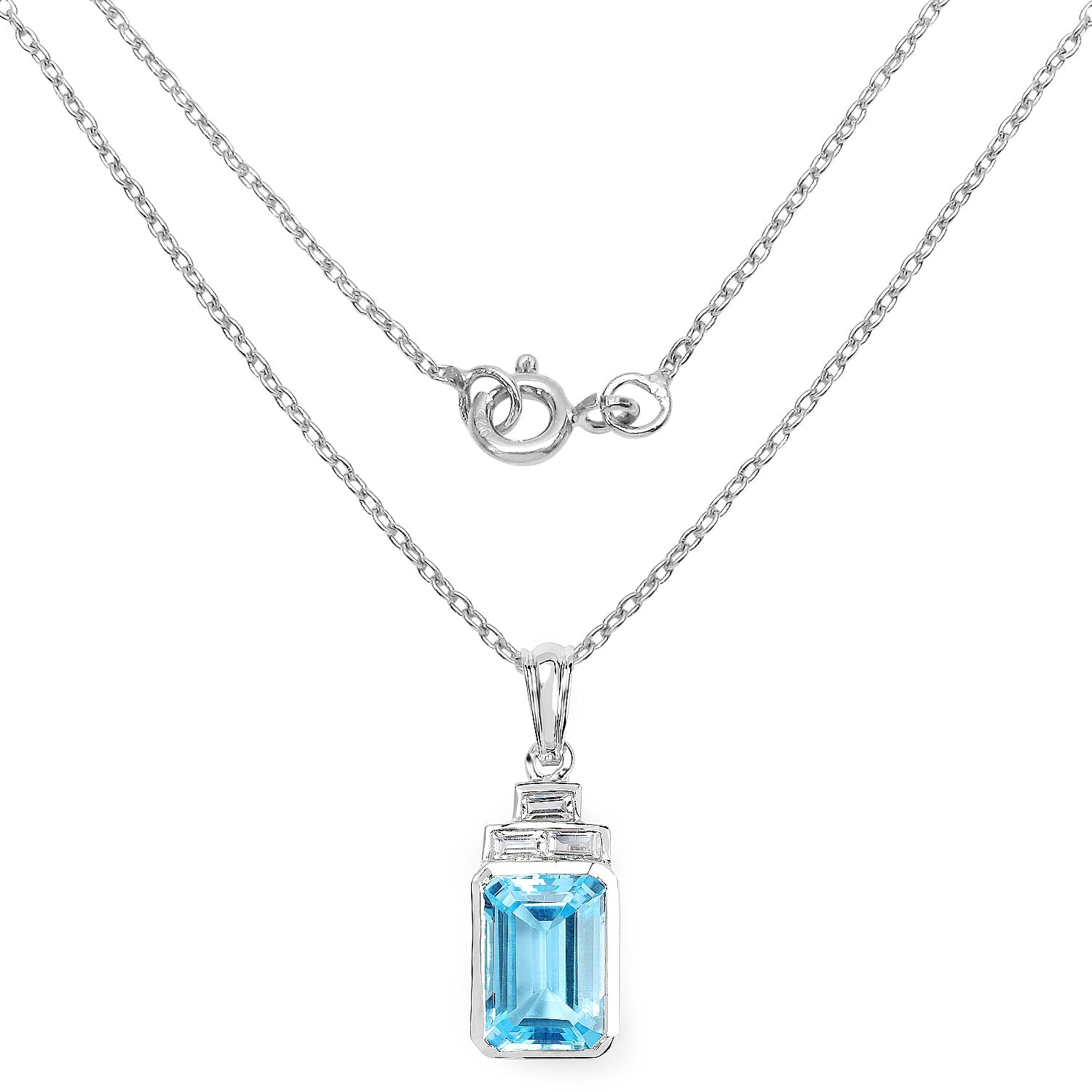 9.99 Carat Genuine Swiss Blue Topaz and White Topaz .925 Sterling Silver Pendant by Bids.com