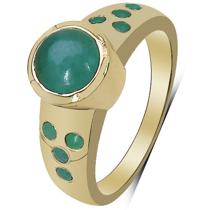 14K Yellow Gold Plated 1.55 Carat Genuine Emerald &amp; White Diamond .925 Sterling Silver Ring by Bids.com