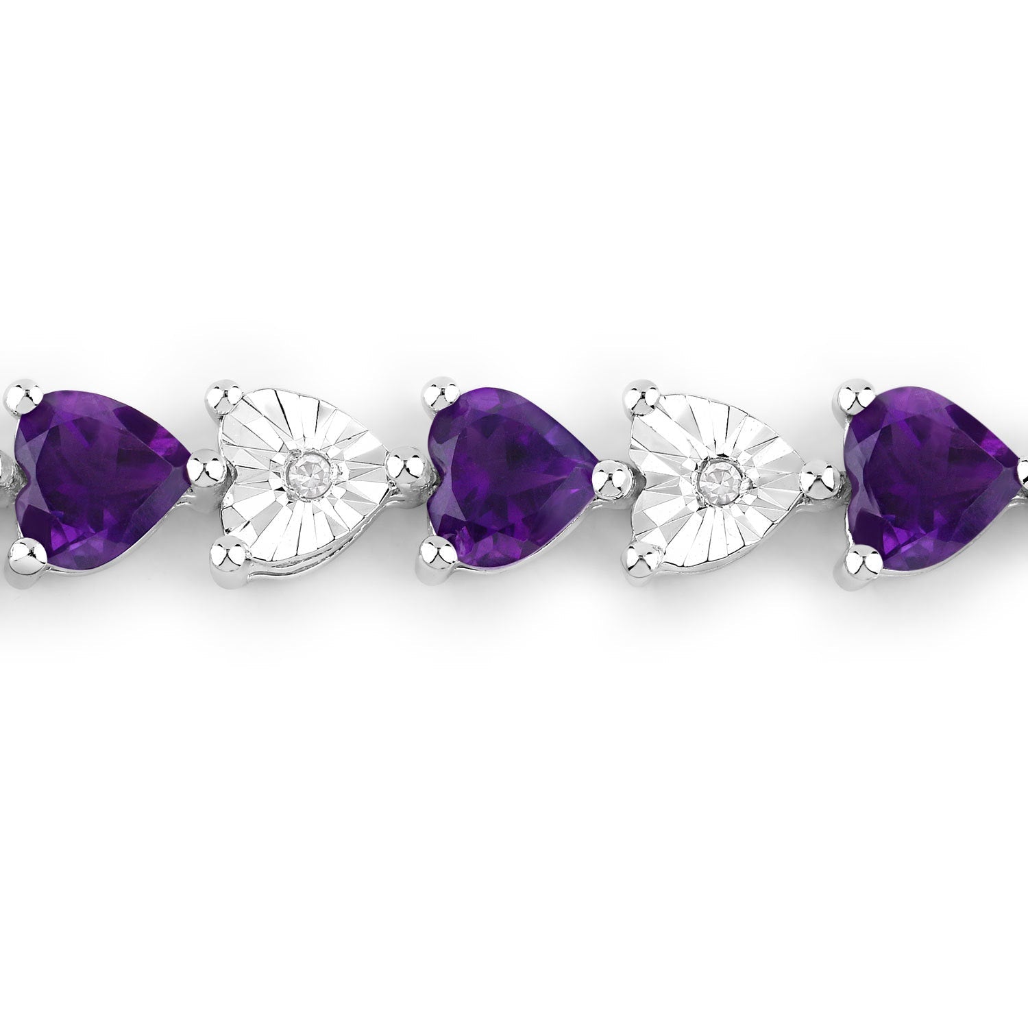 6.59 Carat Genuine Amethyst and White Diamond .925 Sterling Silver Bracelet by Bids.com