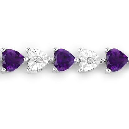 6.59 Carat Genuine Amethyst and White Diamond .925 Sterling Silver Bracelet by Bids.com