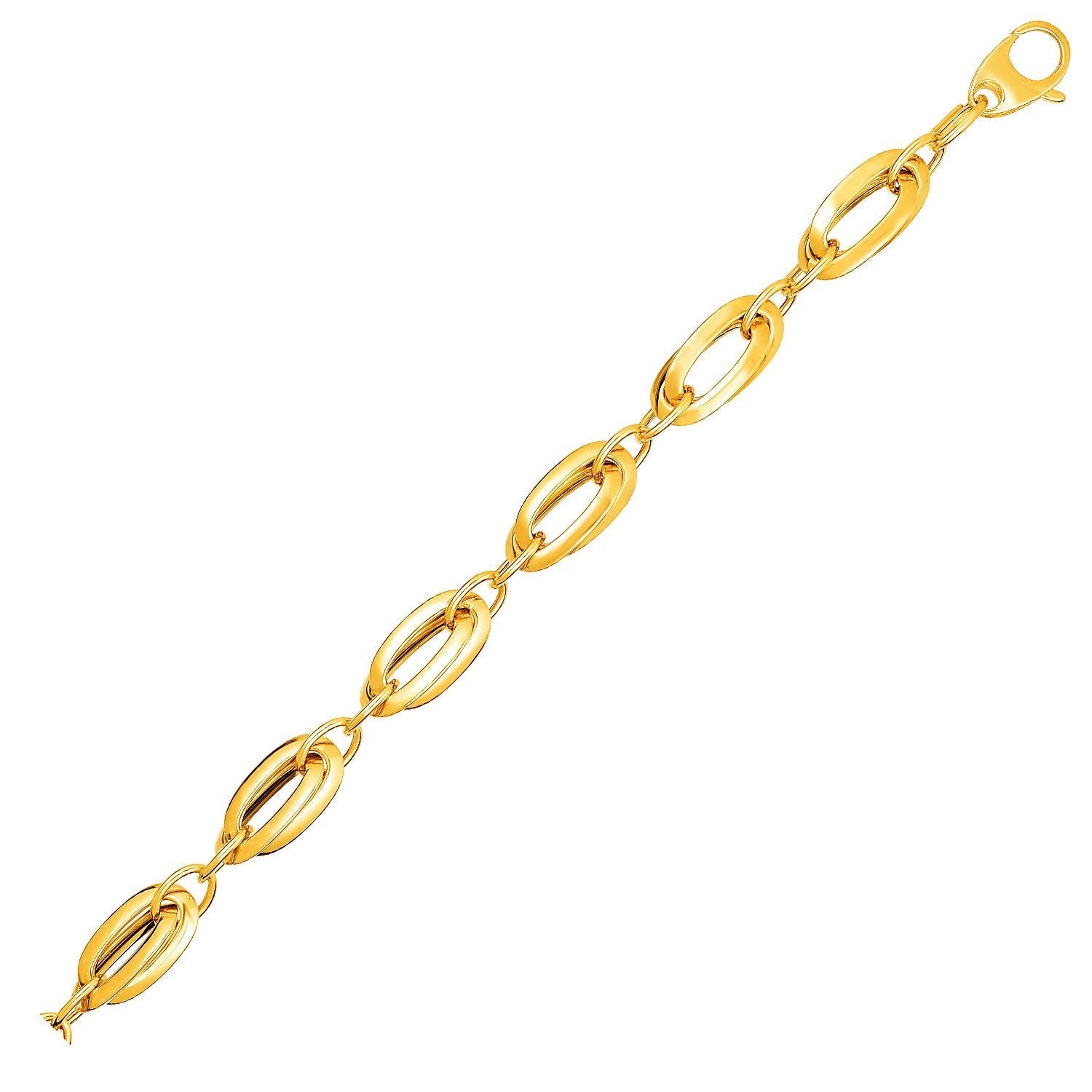 14k Yellow Gold Bracelet with Long Double Oval Links by Bids.com