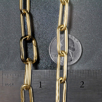 14k Yellow Gold Rounded Paperclip Chain Necklace by Bids.com