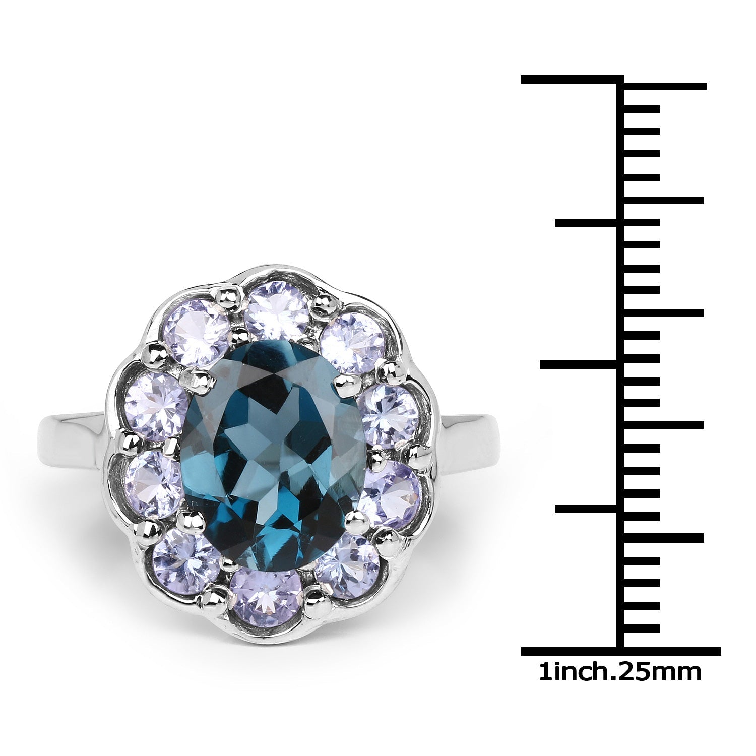 4.60 Carat Genuine London Blue Topaz and Tanzanite .925 Sterling Silver Ring  DestGlow