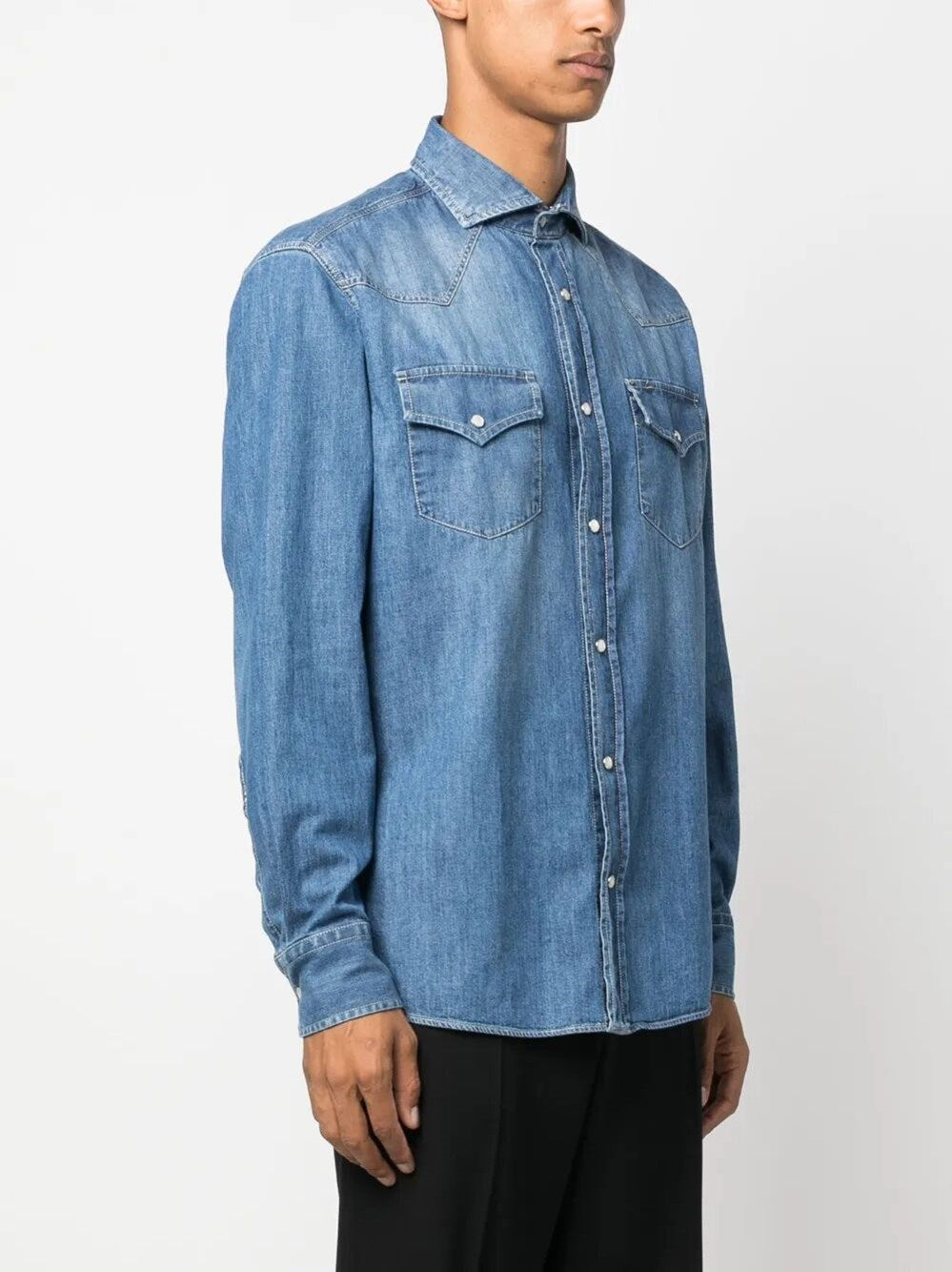 Brunello Cucinelli Men Denim Shirt by Luosophy