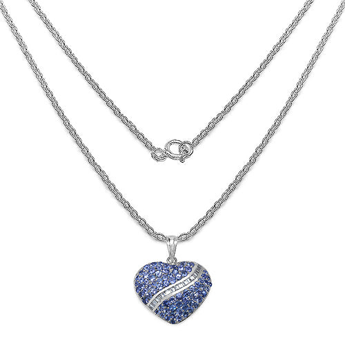 4.17 Carat Genuine Tanzanite and White Topaz .925 Sterling Silver Pendant  DestGlow