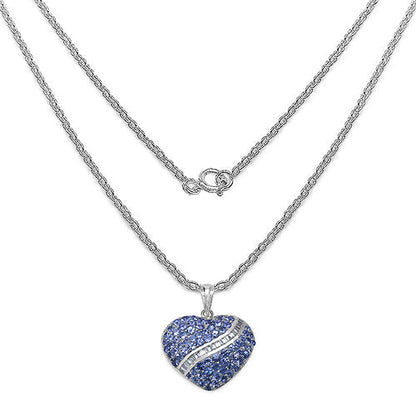 4.17 Carat Genuine Tanzanite and White Topaz .925 Sterling Silver Pendant  DestGlow