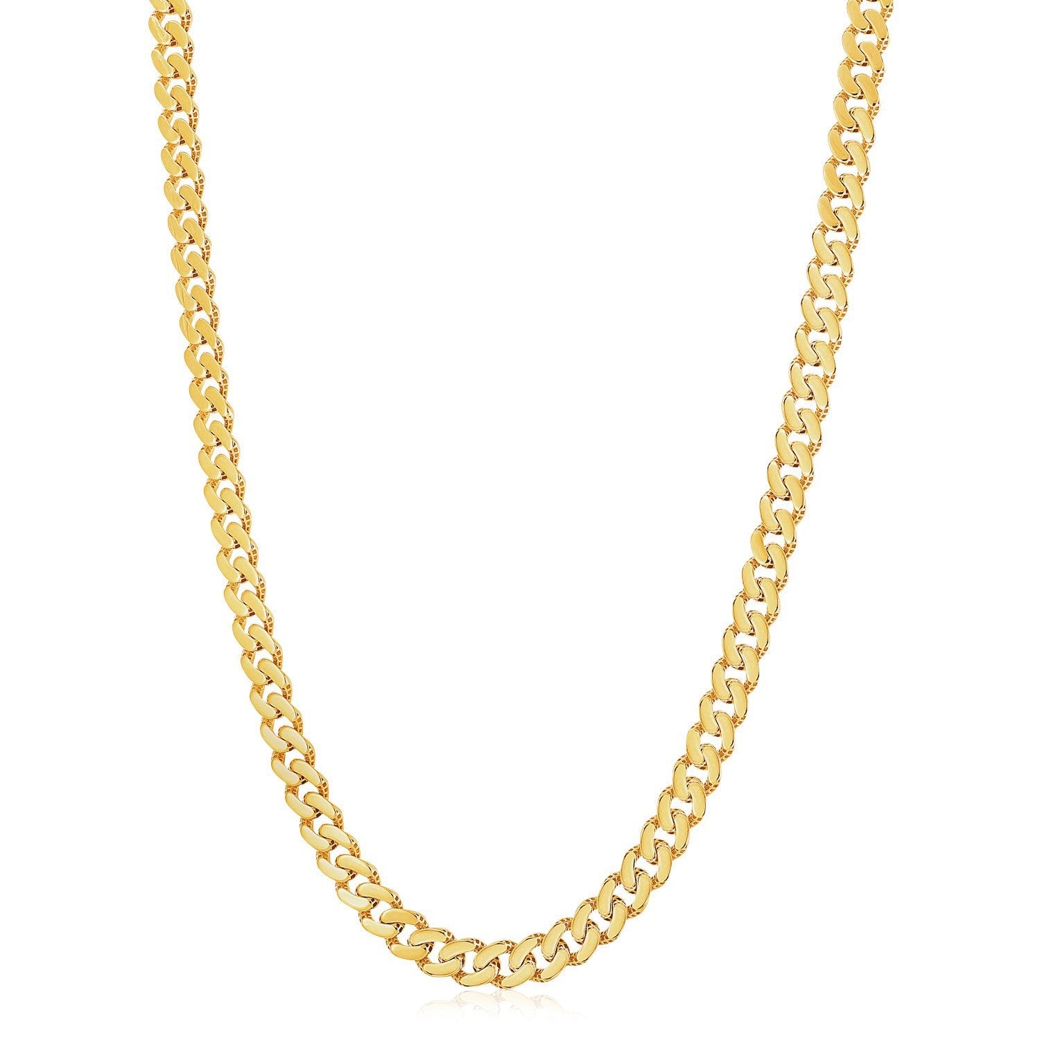 14k Yellow Gold White Pave High Polish Modern Lite Miami Cuban Chain (8.0mm) by Bids.com