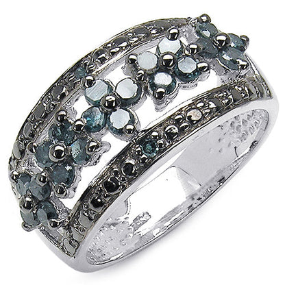 0.62 Carat Genuine Blue Diamond .925 Sterling Silver Ring by Bids.com