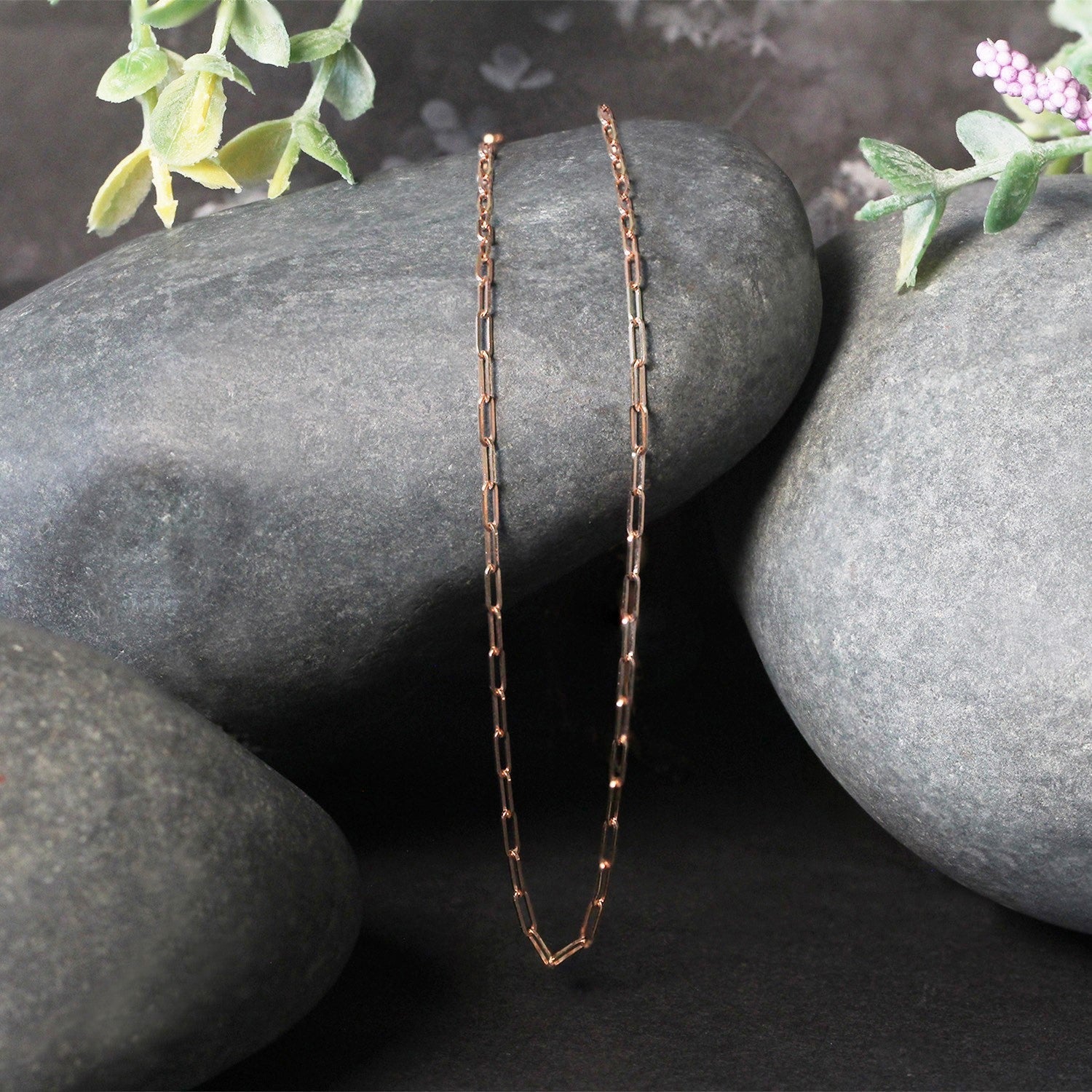 14K Rose Gold Fine Paperclip Chain (1.5mm)  DestGlow