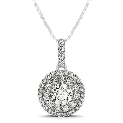 14k White Gold Diamond Halo Round Shape Pendant (1 1/4 cttw) by Bids.com