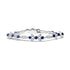 18K White Gold 1 3/4 Cttw Diamond and 3x3mm Round Blue Sapphire Gemstone Floral Link Bracelet (G-H Color, SI1-SI2 Clarity) - Size 7" 