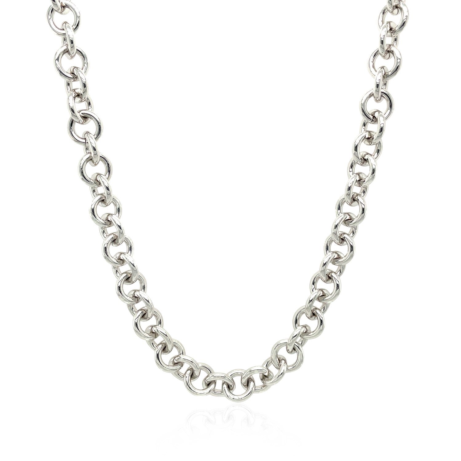 Sterling Silver Rhodium Plated Rolo Chain Necklace with a Heart Toggle Charm by Bids.com