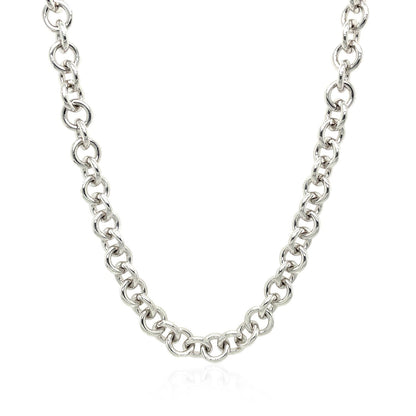 Sterling Silver Rhodium Plated Rolo Chain Necklace with a Heart Toggle Charm by Bids.com