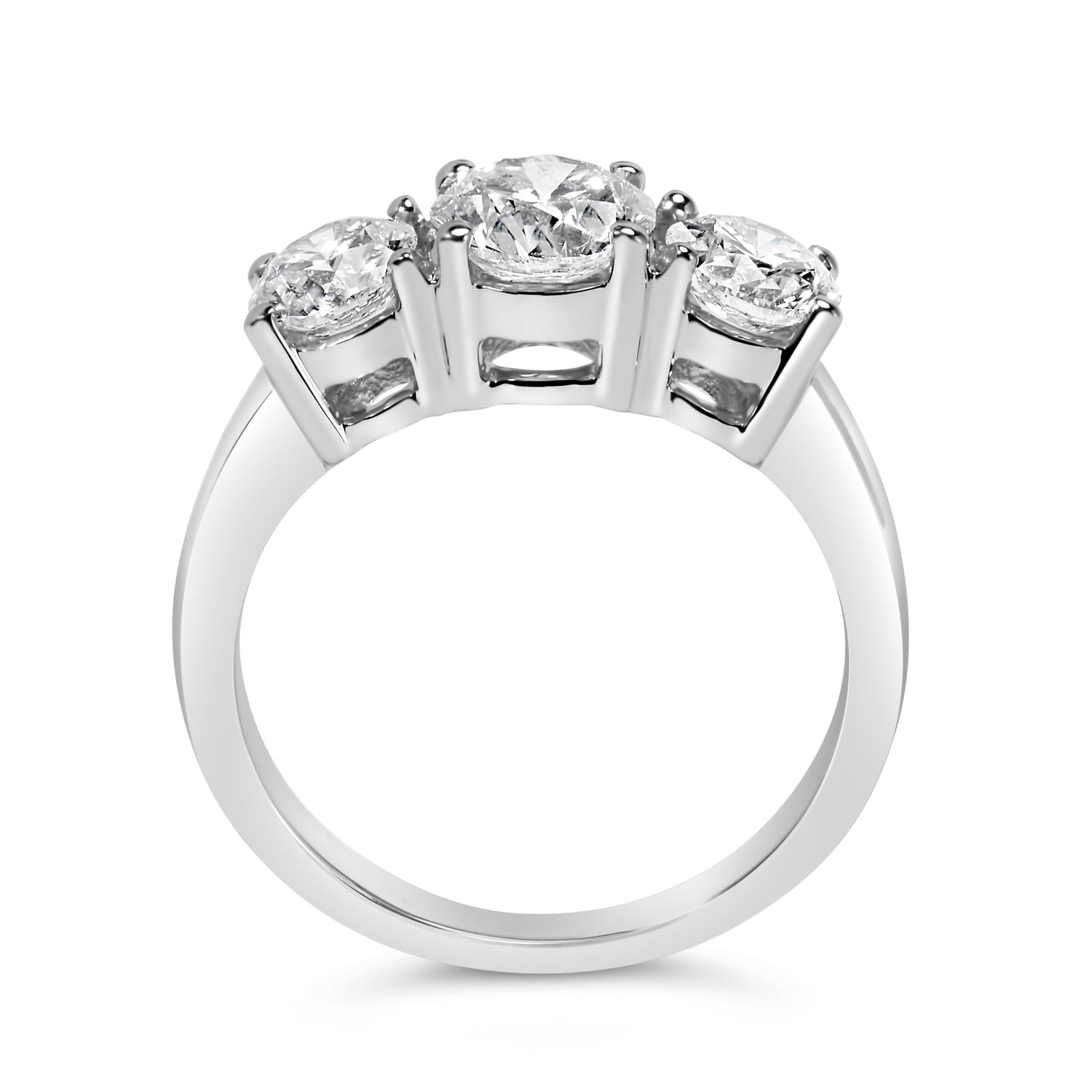 14K White Gold 2.00 Cttw Lab Grown Diamond 3 Stone Ring Band (F-G Color, VS1-VS2 Clarity) - Ring Size 7 by Bids.com