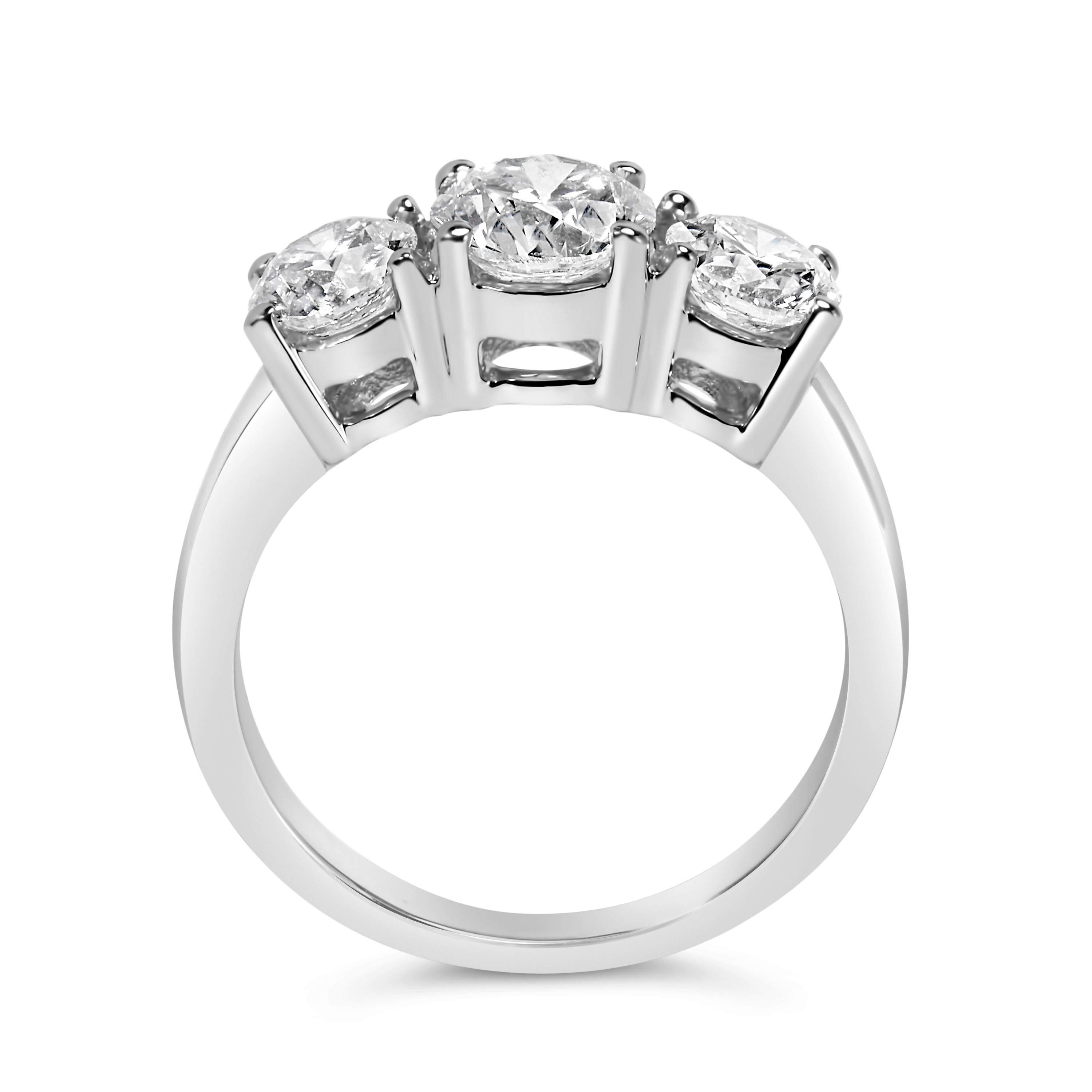 14K White Gold 2.00 Cttw Lab Grown Diamond 3 Stone Ring Band (F-G Color, VS1-VS2 Clarity) - Ring Size 7 by Bids.com