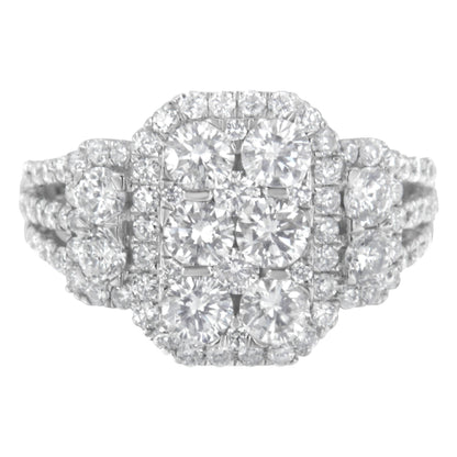 14K White Gold 2 1/4 Cttw Diamond Cocktail Cluster Ring (G-H Color, SI2-I1 Clarity) - Size 7 by Bids.com